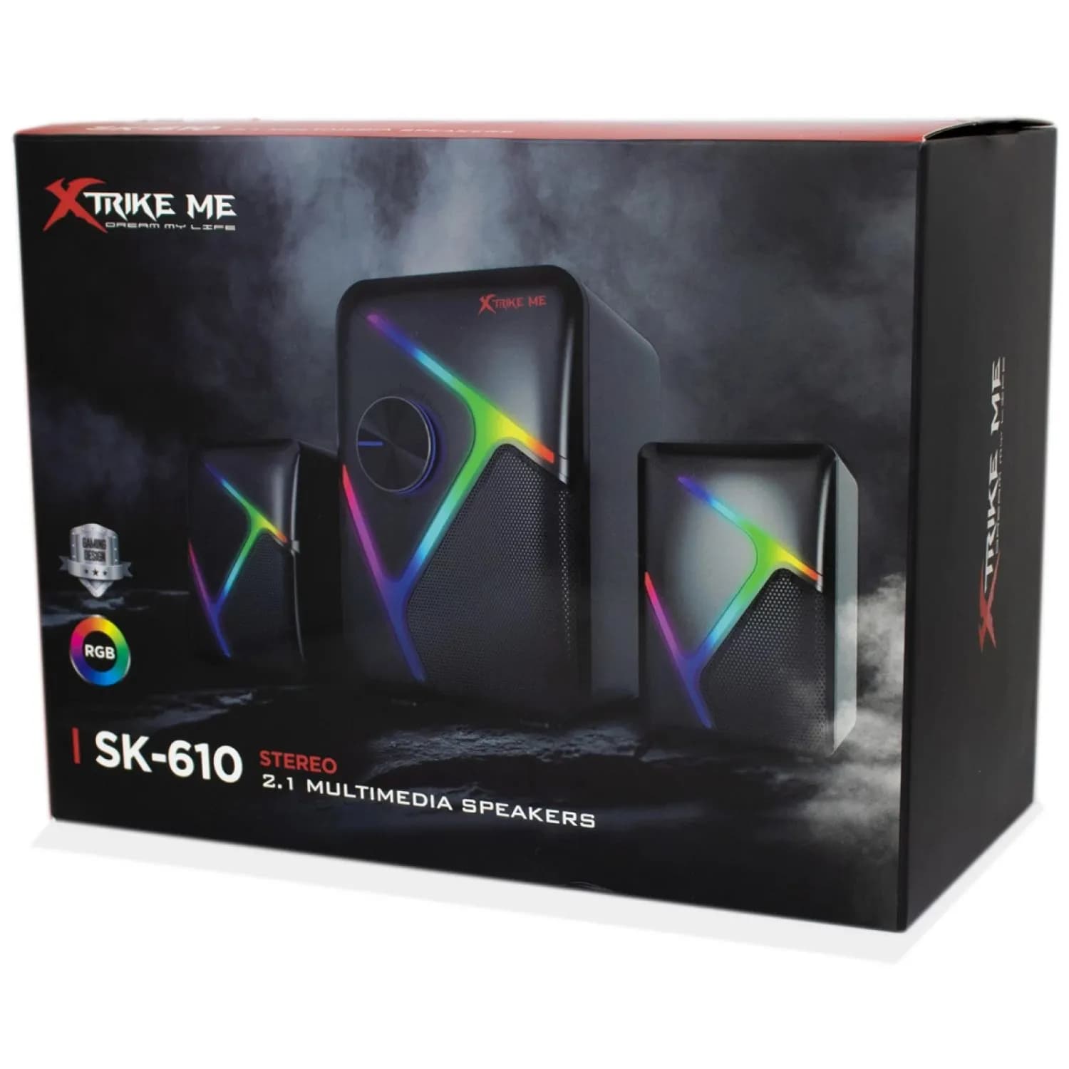 XTRIKE ME SK-610 RGB Gaming Speaker with Subwoofer – Stereo 2.1 Channels for PC | Black