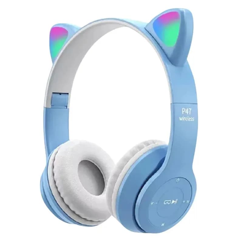 Casque Sans Fil P47M Cat - Bleu - Violet- Bleu & Bleu Ciel- Blanc - Noir - Rose