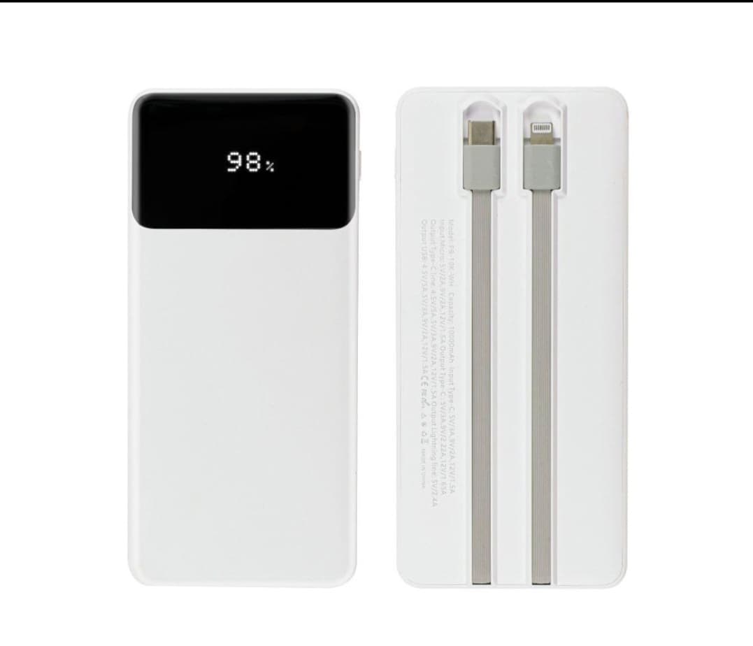 Batterie Externe Miceell 10000mAh 35W avec Câbles Intégrés